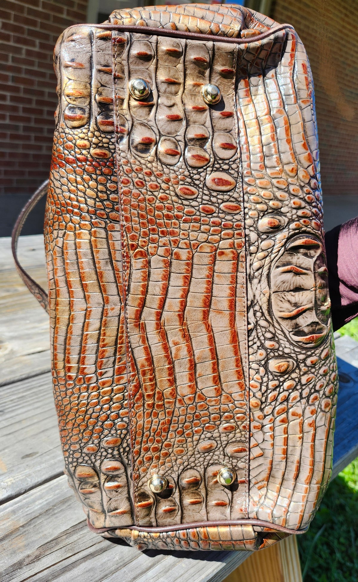 Brahmin Elisa Nutmeg Croco Leather Satchel EUC ($450 New)