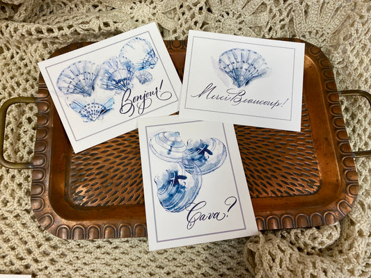 French Shell Cards x6