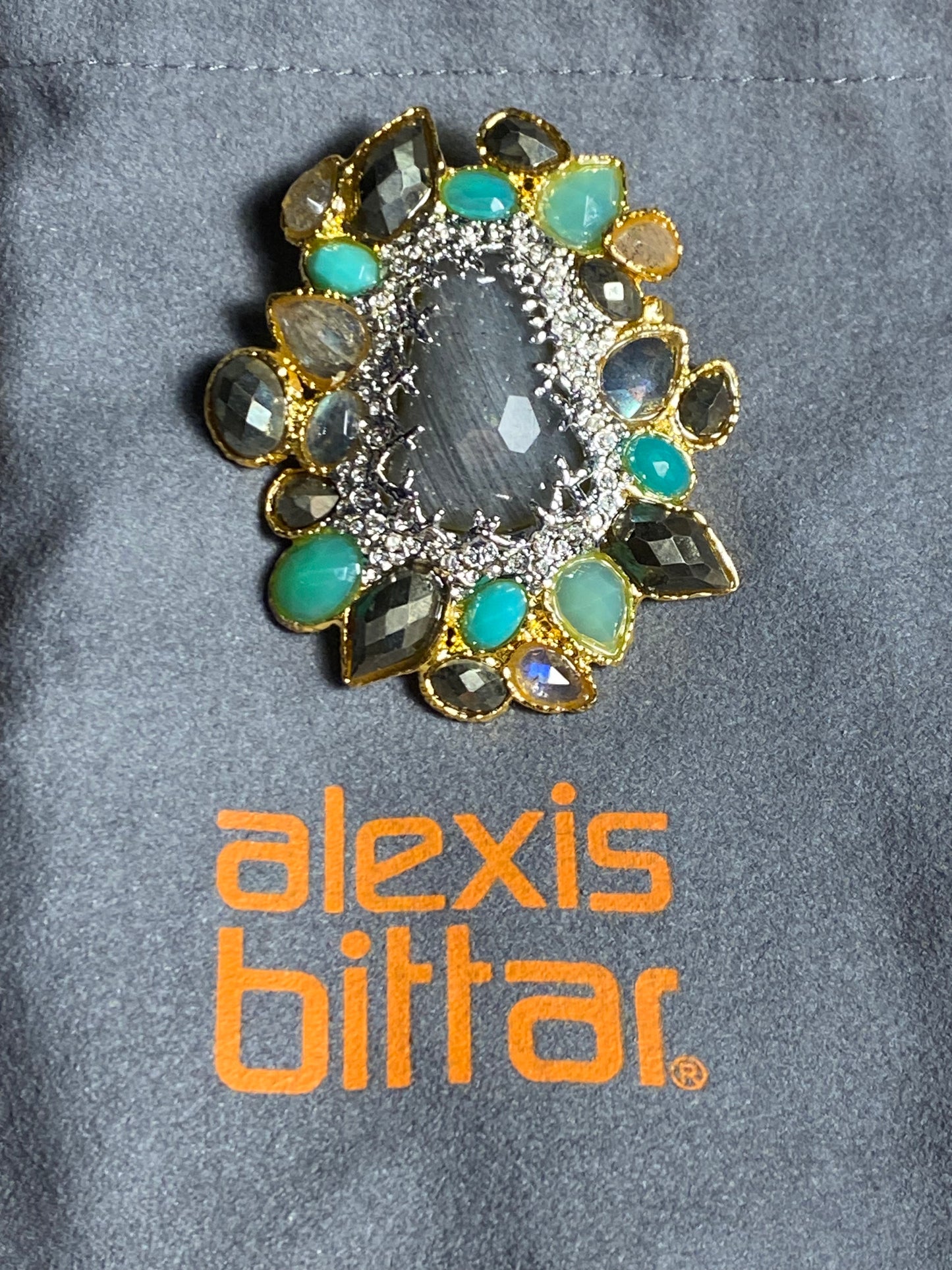 Alexis Bittar Gold Plated Multi-Stone Brooch