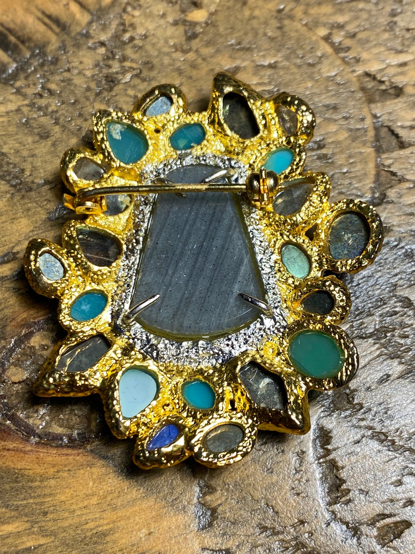Alexis Bittar Gold Plated Multi-Stone Brooch
