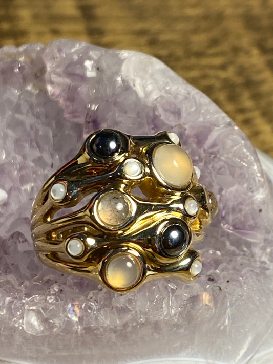 Gold-Filled Multi-Stone Ring Size 8