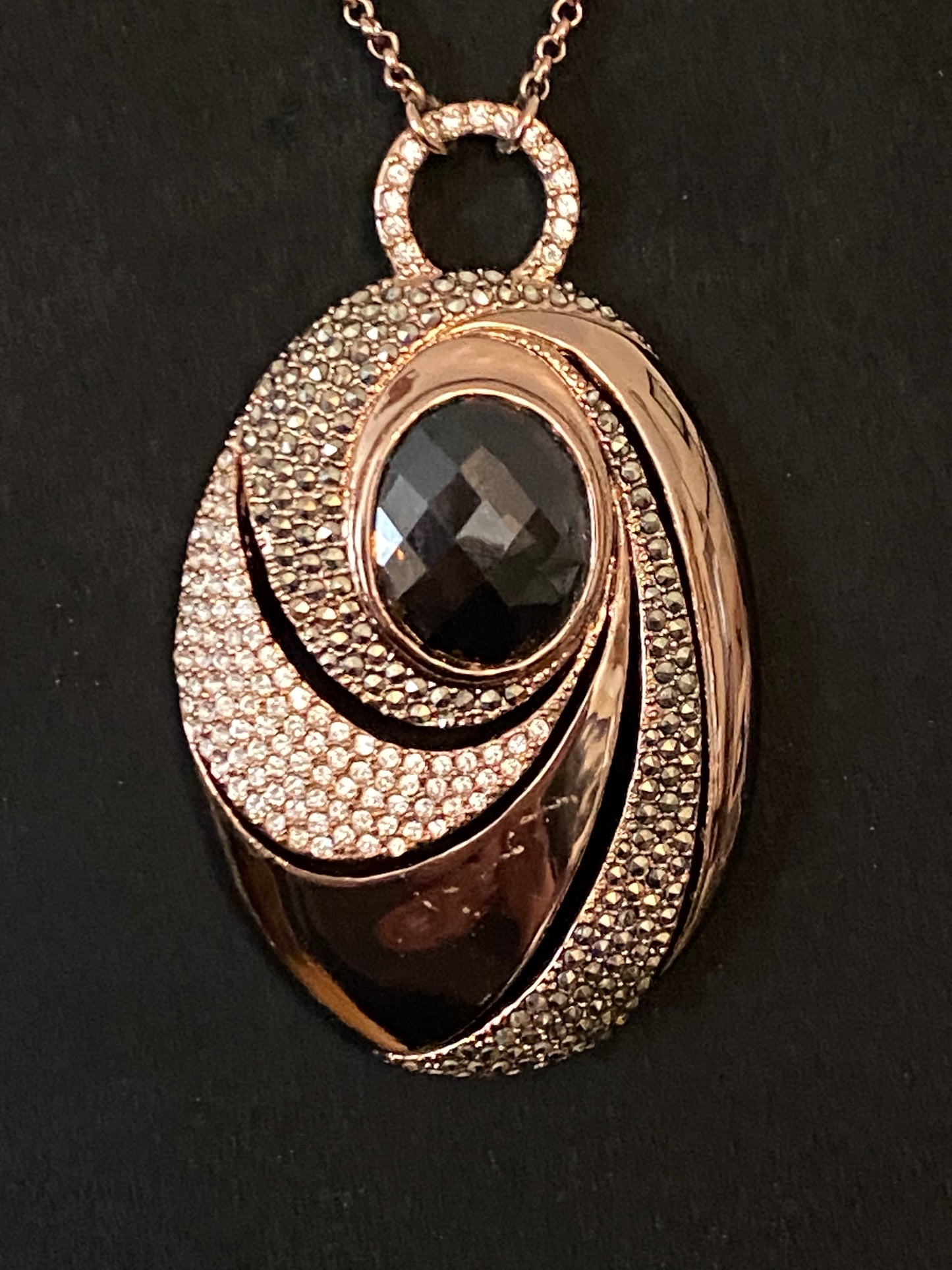 Judith Jack Bronze/Marcasite/Crystal Pendant