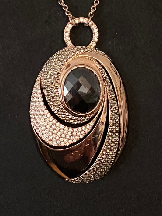 Judith Jack Bronze/Marcasite/Crystal Pendant
