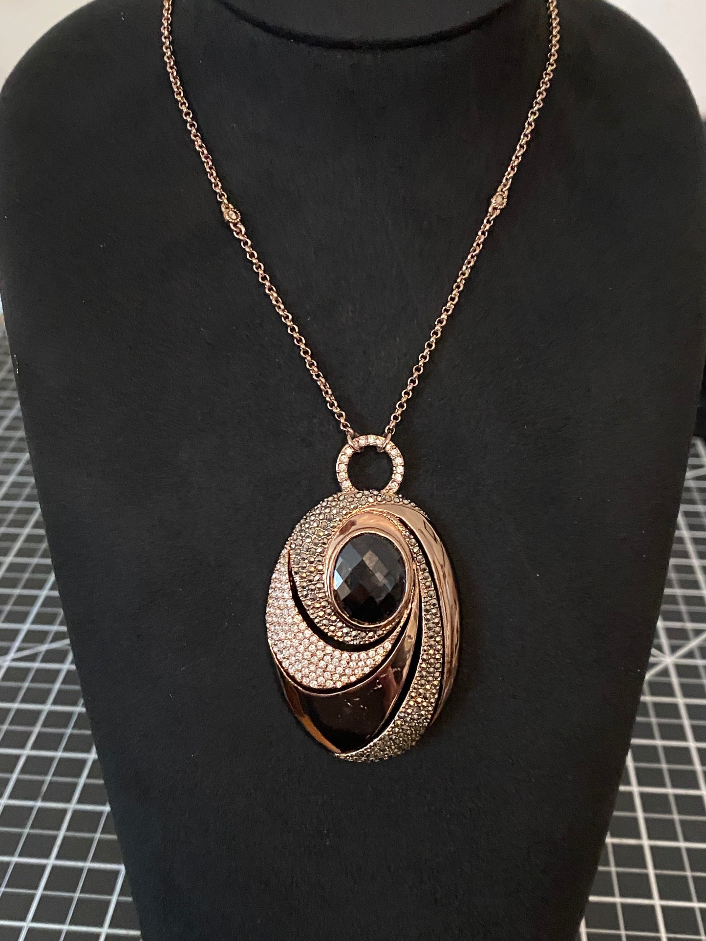 Judith Jack Bronze/Marcasite/Crystal Pendant
