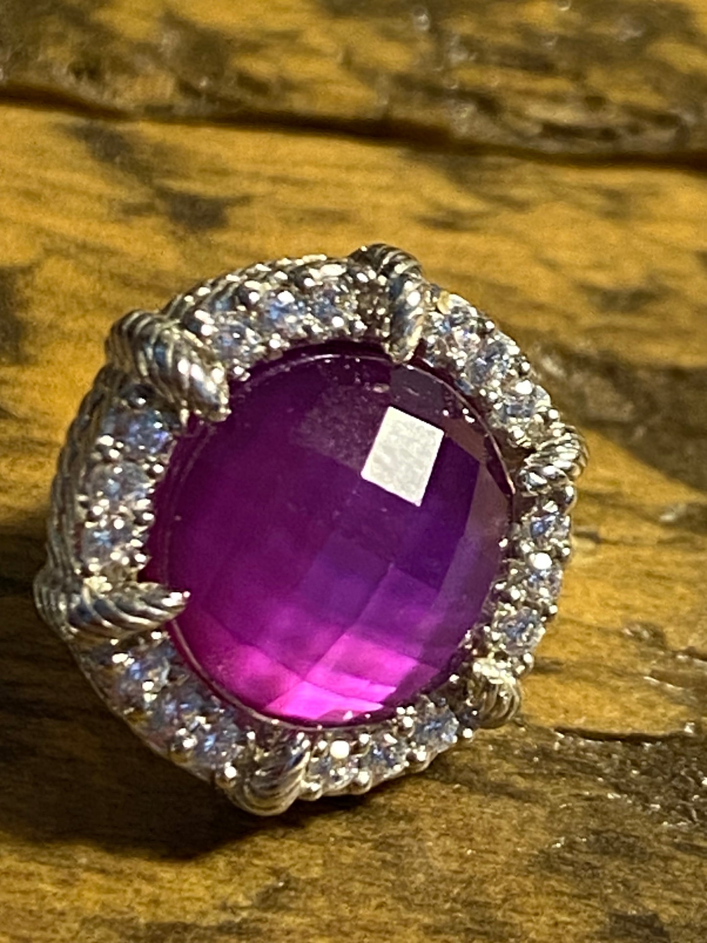 Judith Ripka 925 and Fuchsia MOP/CZ Post Earrings