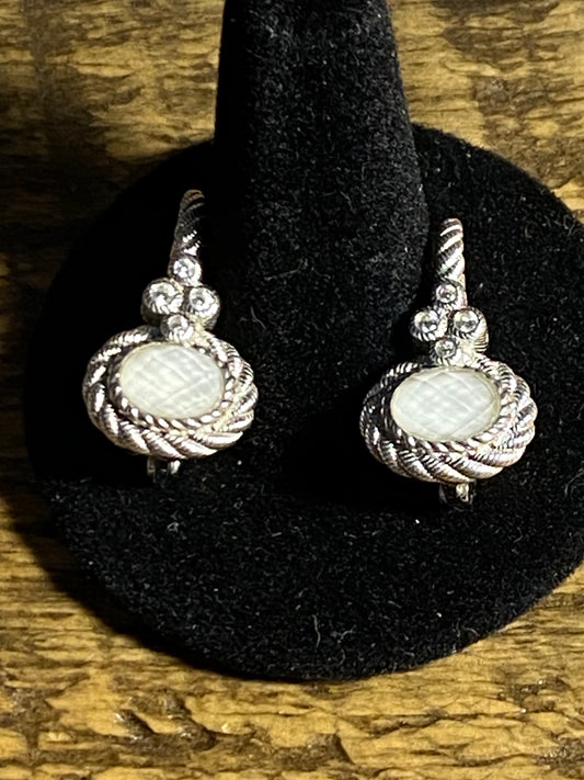 Judith Ripka 925 White Agate/Quartz Doublet Earrings
