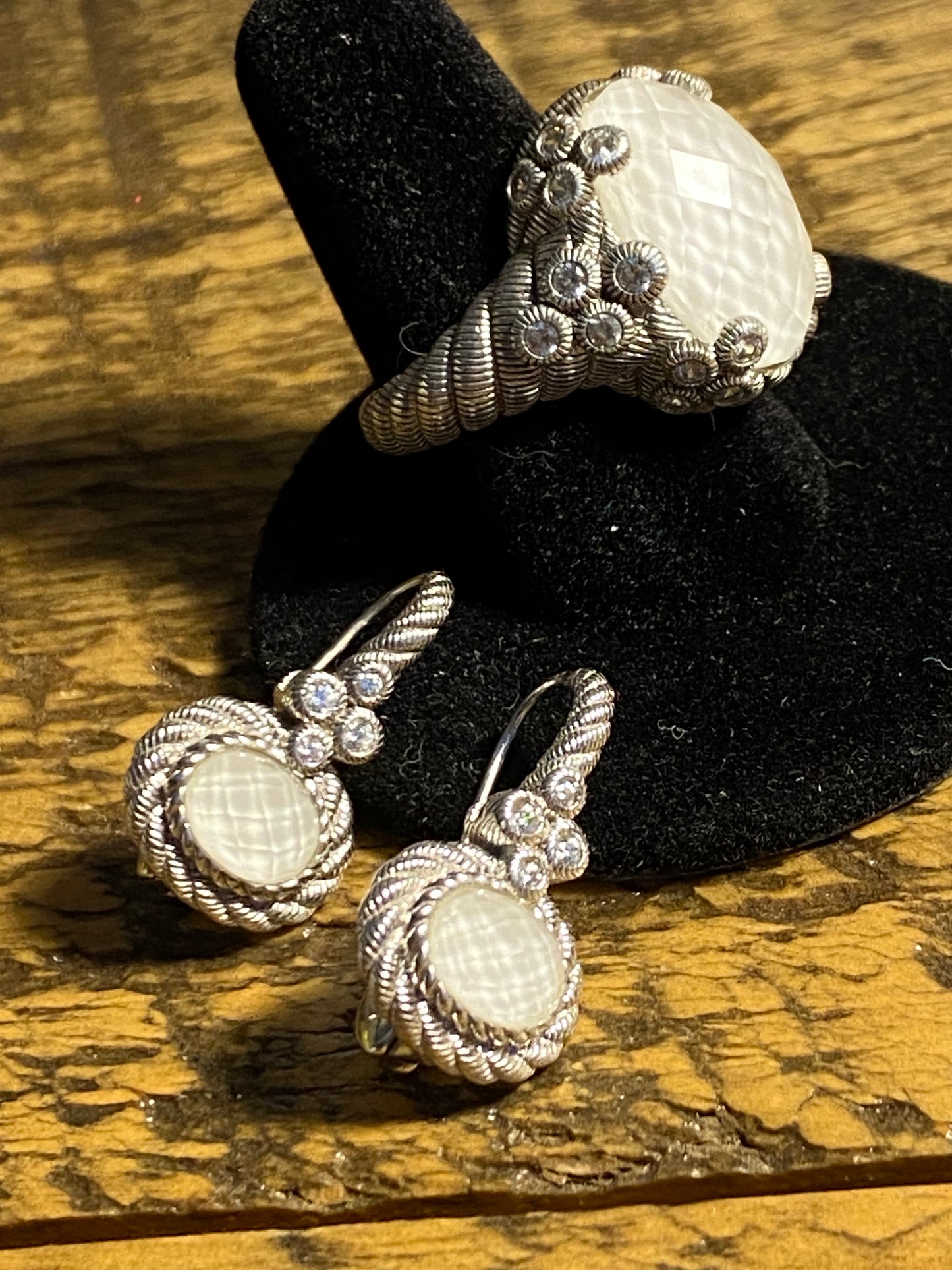 Judith Ripka 925 White Agate/Quartz Doublet Earrings