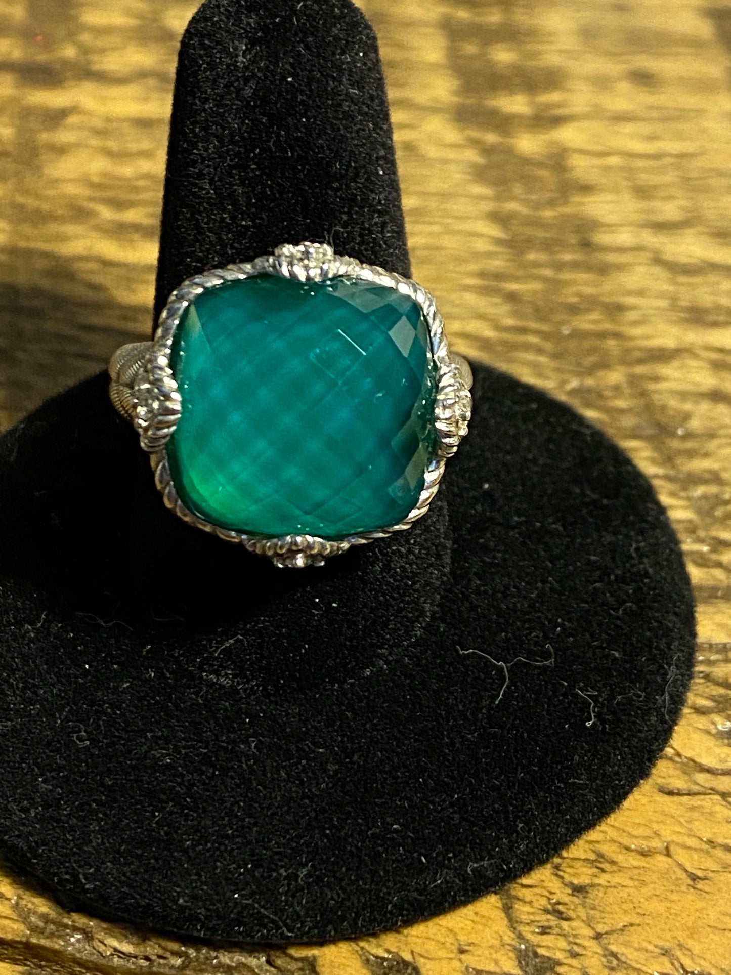 Judith Ripka Green Goddess 925 Ring Size 8