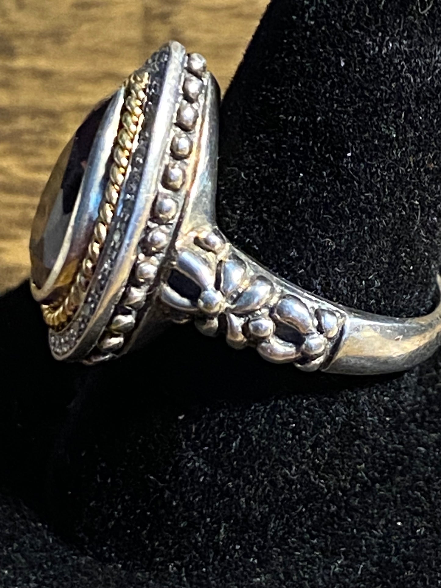 EFFY 925/18k Amethyst Teardrop Ring Size 7