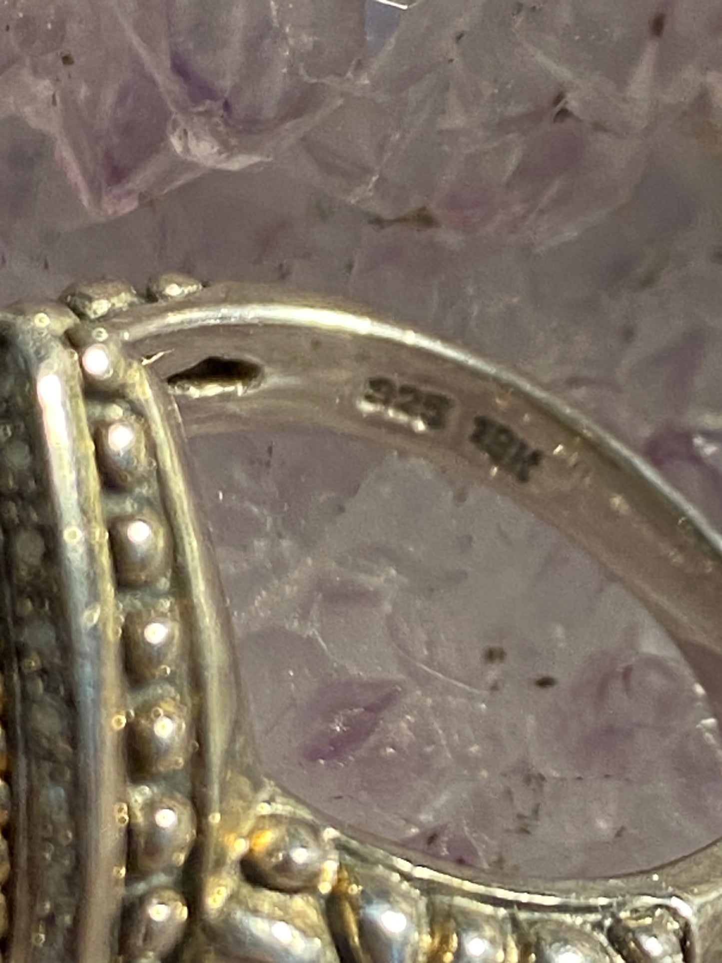 EFFY 925/18k Amethyst Teardrop Ring Size 7