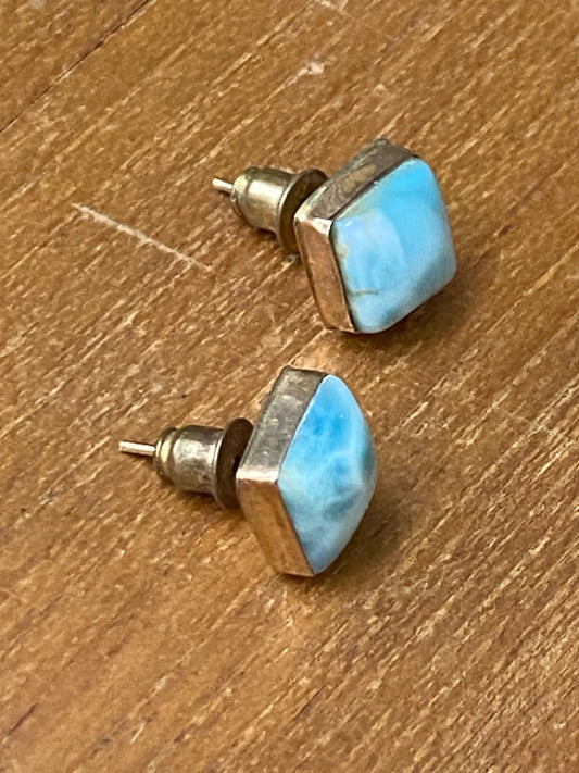 Larimar 14k Stud Earrings