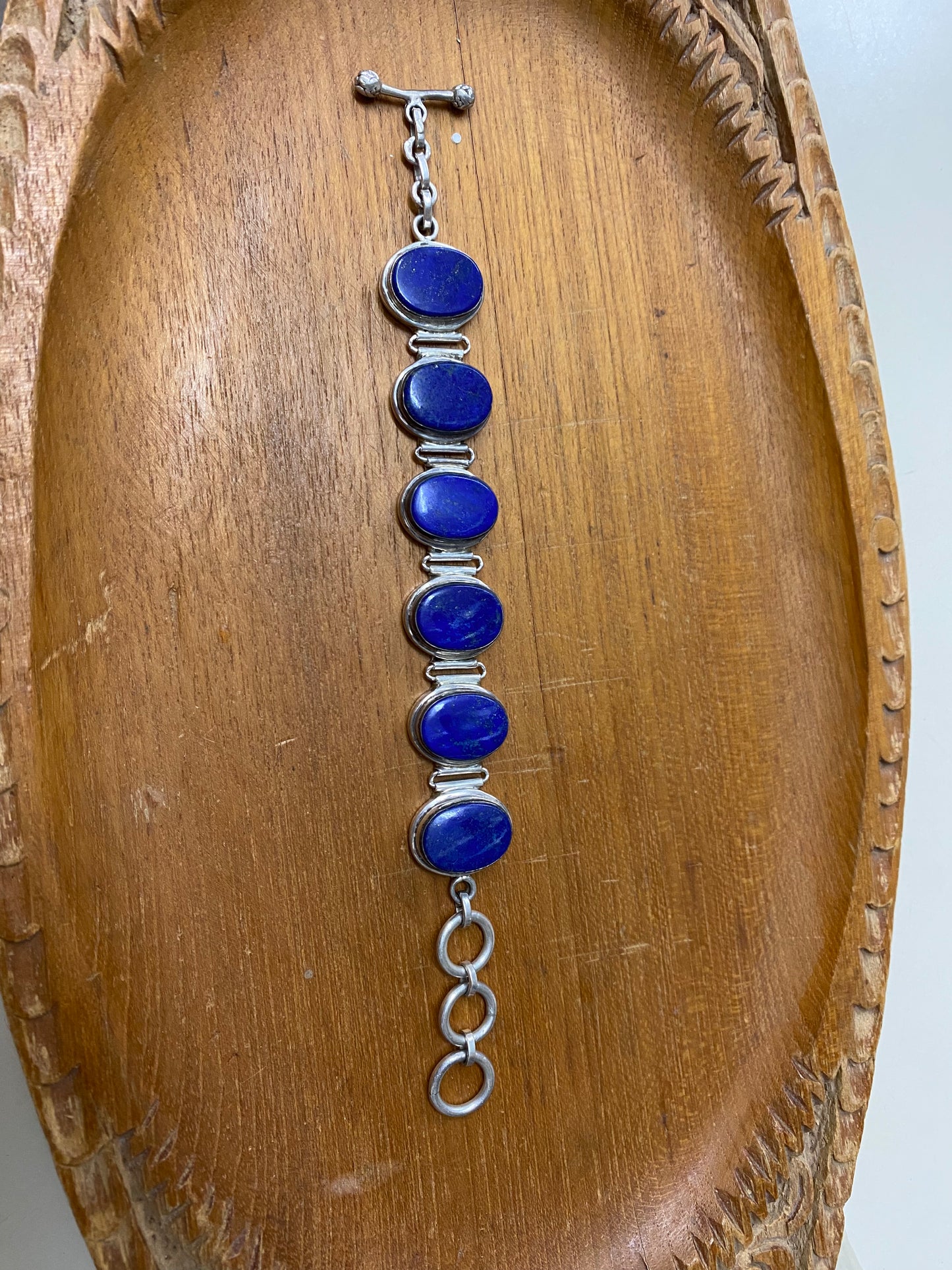 Vintage Lapis Sterling Bracelet Large Stones