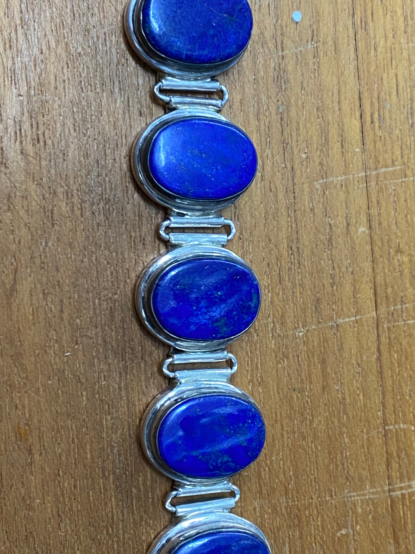 Vintage Lapis Sterling Bracelet Large Stones