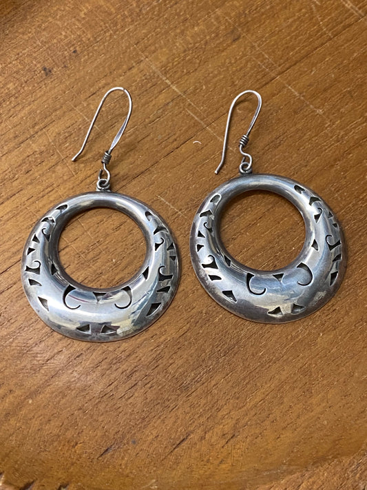 TAXCO Mexico Pierced Sterling Hollow Earring
