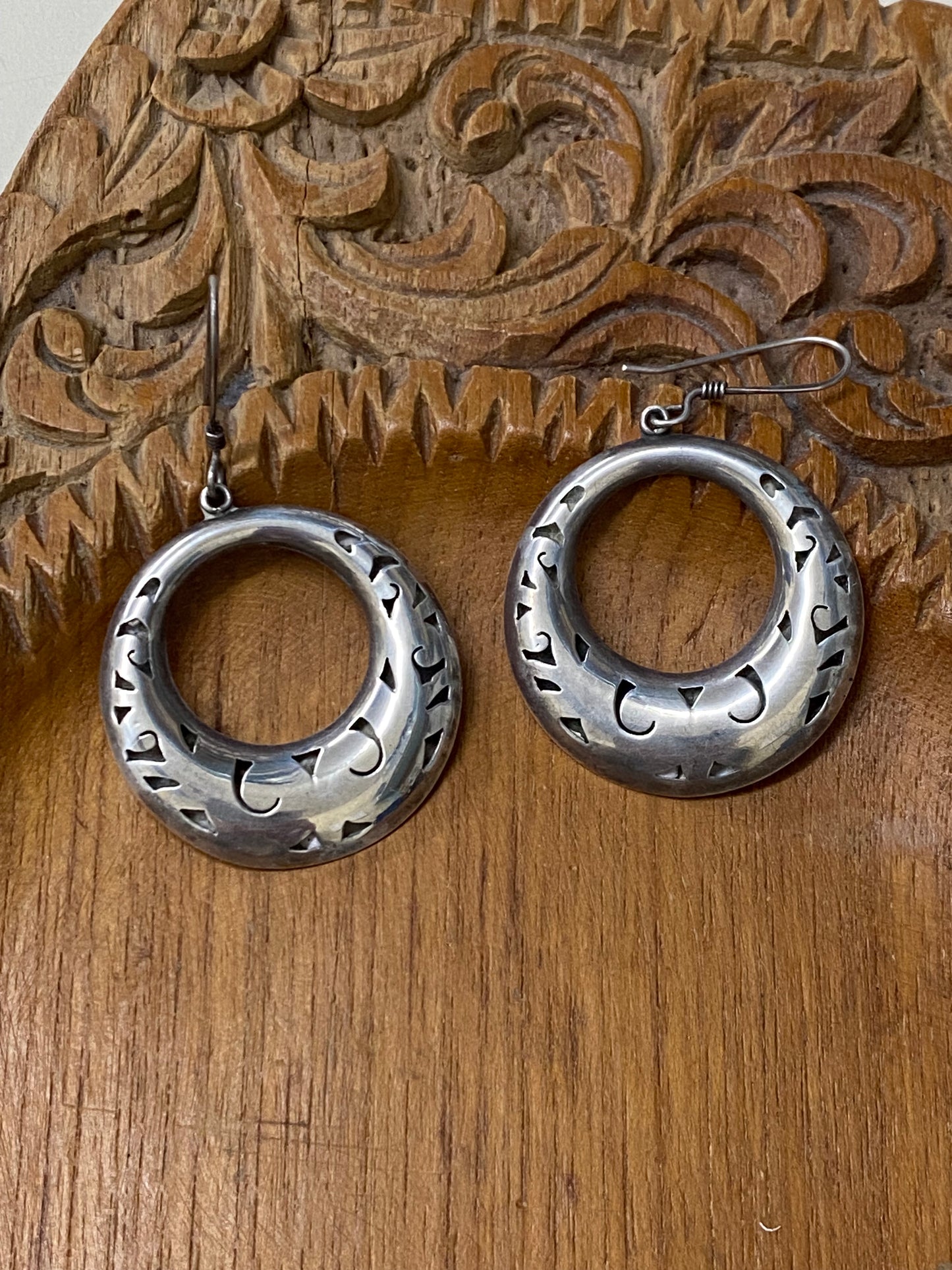 TAXCO Mexico Pierced Sterling Hollow Earring