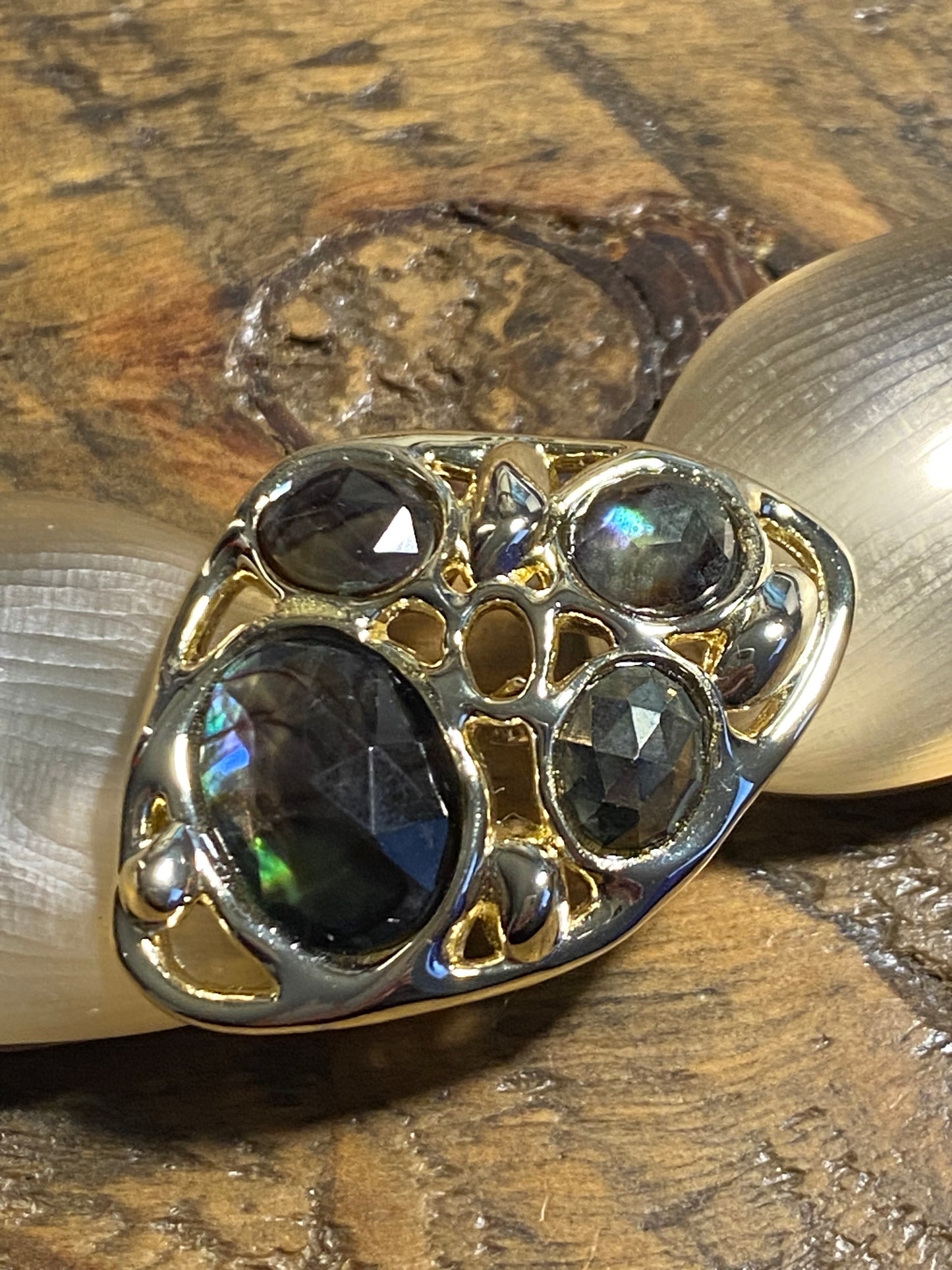 Alexis Bittar Gold Lucite and Gemstone Necklace