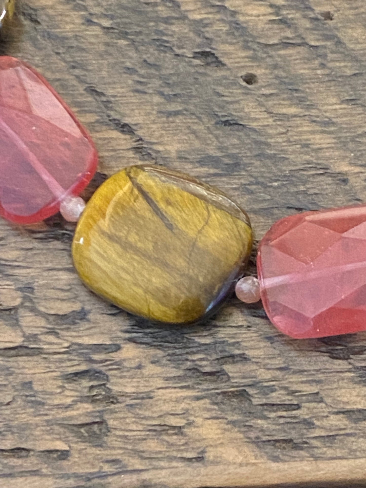 Tiger's Eye and Pink Quartz Necklace
