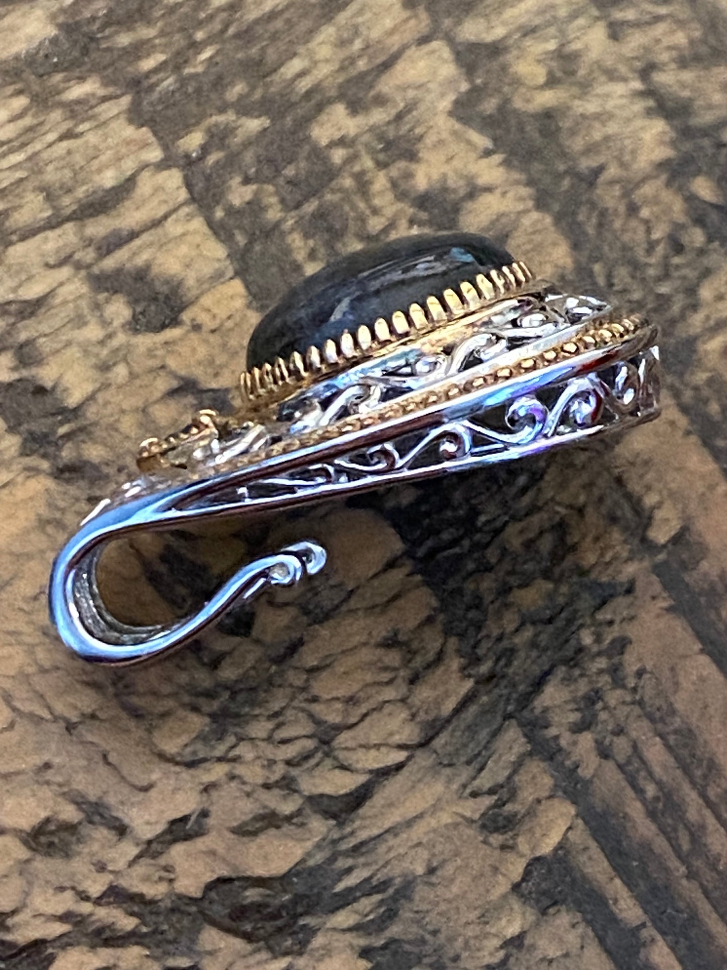 Michael Valitutti 925/Gold Pendant w Labradorite and London Blue Topaz