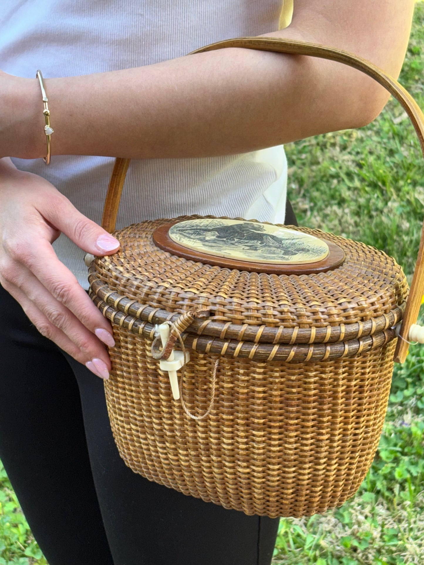 Vintage Farnum Nantucket Basket Handbag