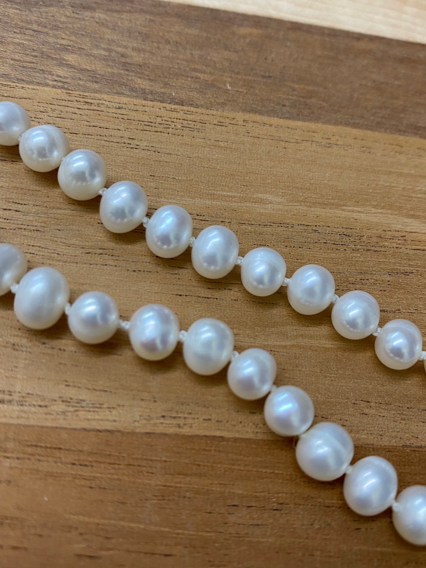 Bright White Pearls and 925 Clasp, 19"