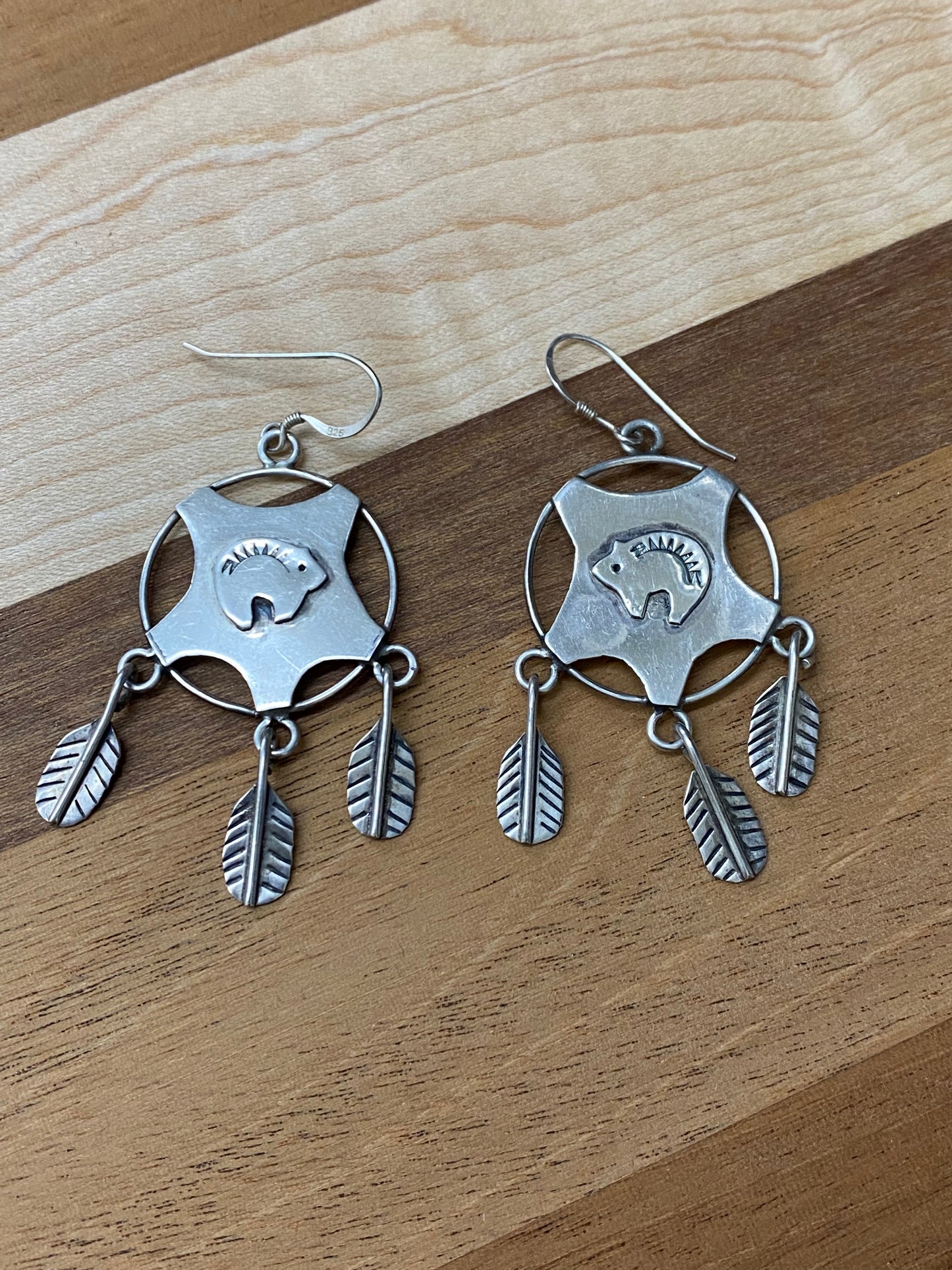 Native American Style Bear/Feather Earrings
