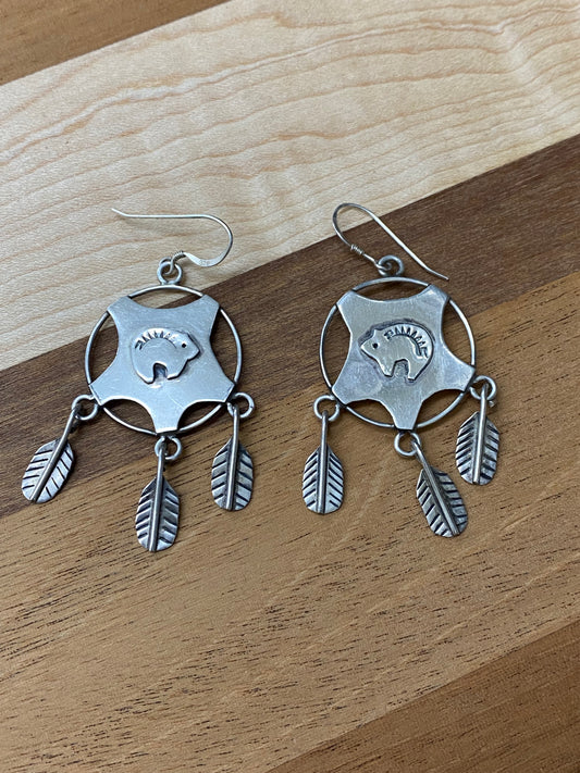 Native American Style Bear/Feather Earrings