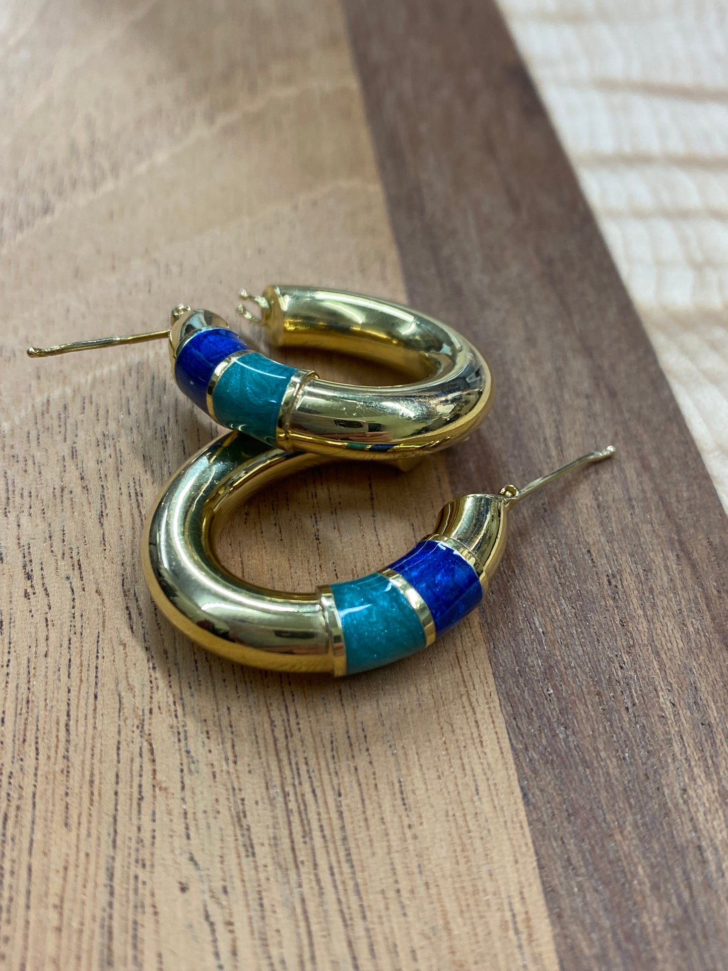 Gaston Lebo 14k Hollow Enamel Earring