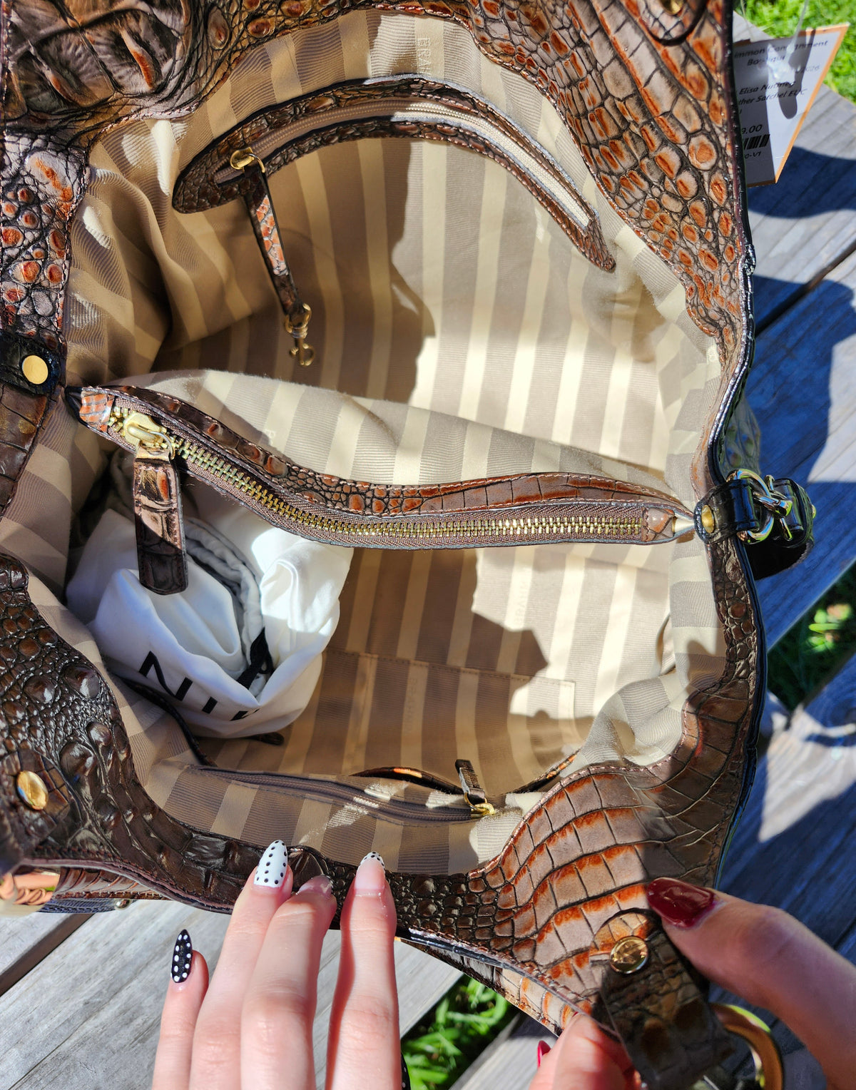 Brahmin Elisa Nutmeg Croco Leather Satchel EUC ($450 New)