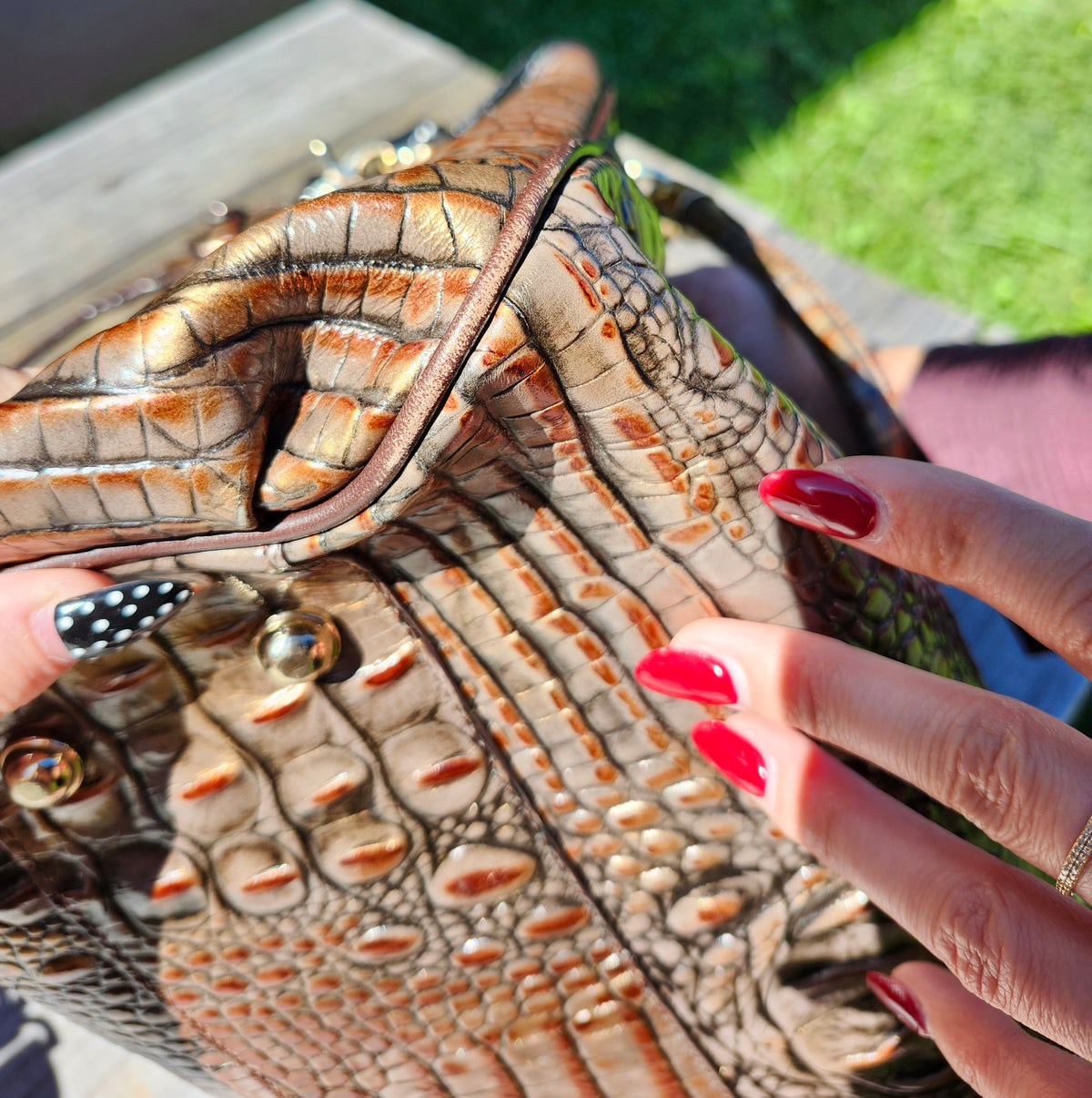 Brahmin Elisa Nutmeg Croco Leather Satchel EUC ($450 New)